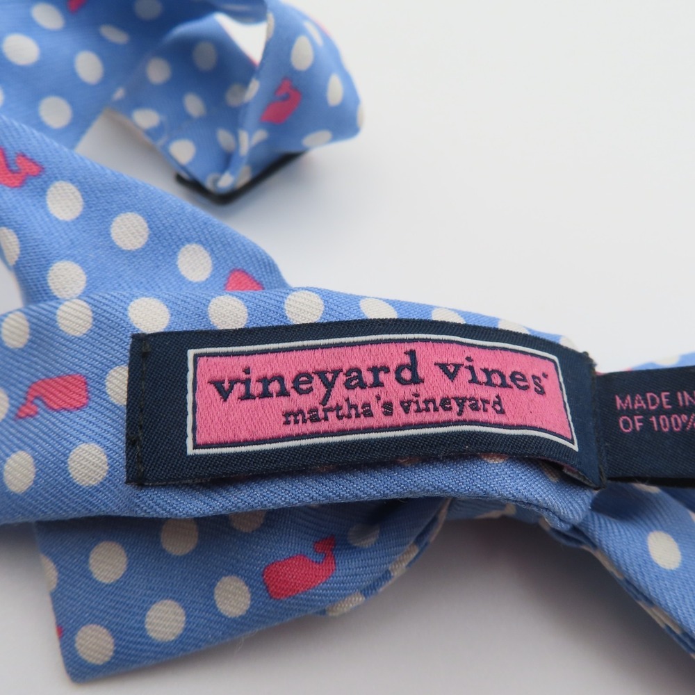 Vineyard Vines Bow Tie Blue Polka Dot Whale 2" Wide Pre Tied Silk Boys NEW - Picture 4 of 5